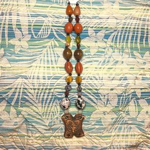 Beautiful Ceramic Bohemian Necklace with ‘Aztec’ Pendant